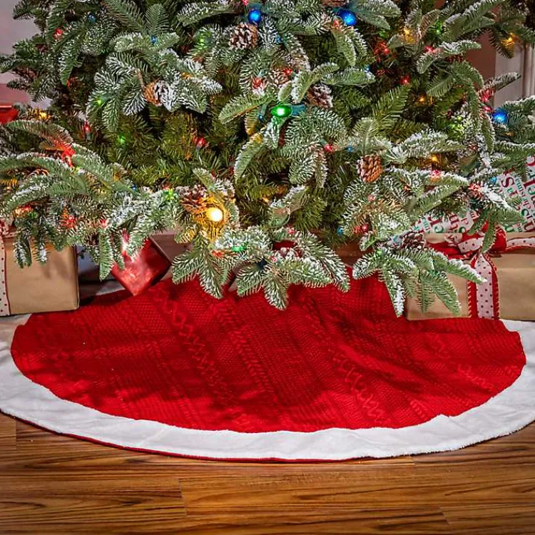 Christmas Tree Skirts & Collars>Kirklands Home Red and White Pom Pom Tree Skirt
