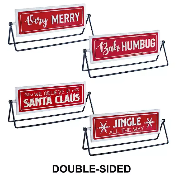 Christmas Decorations>Kirklands Home Red and White Reversible Christmas Signs, Set of 2