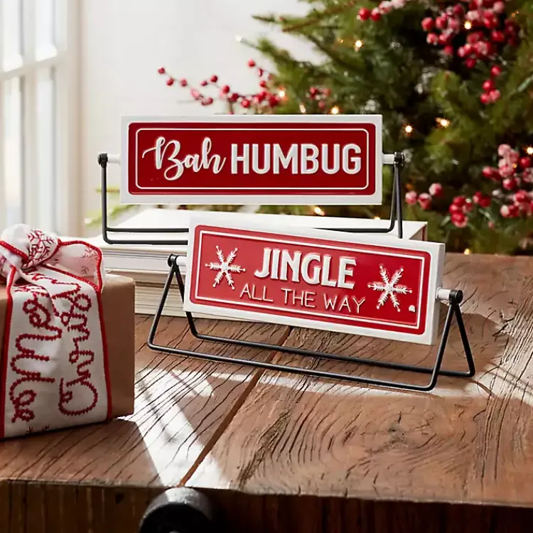 Christmas Decorations>Kirklands Home Red and White Reversible Christmas Signs, Set of 2