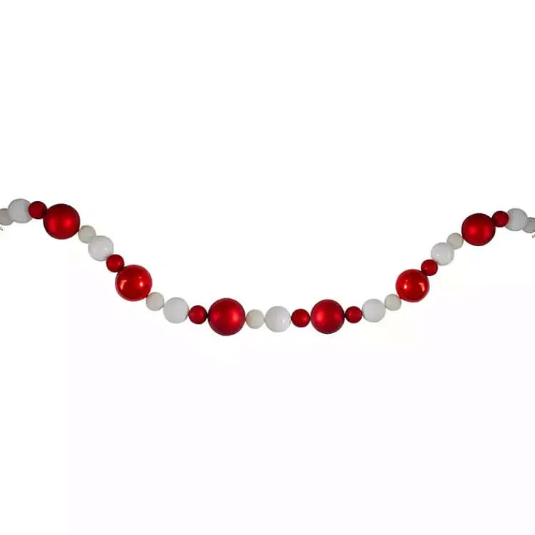 Christmas Tree Decorations>Kirklands Home Red and White Shatterproof Ornament Tree Garland