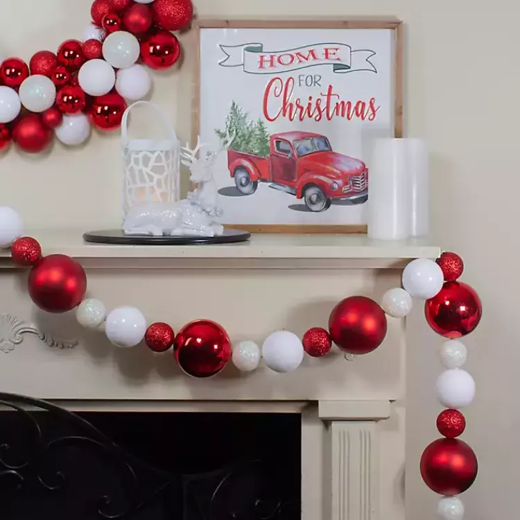Christmas Tree Decorations>Kirklands Home Red and White Shatterproof Ornament Tree Garland