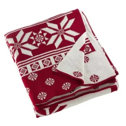 Christmas Decorations>Kirklands Home Red and White Snowflake Christmas Throw Blanket