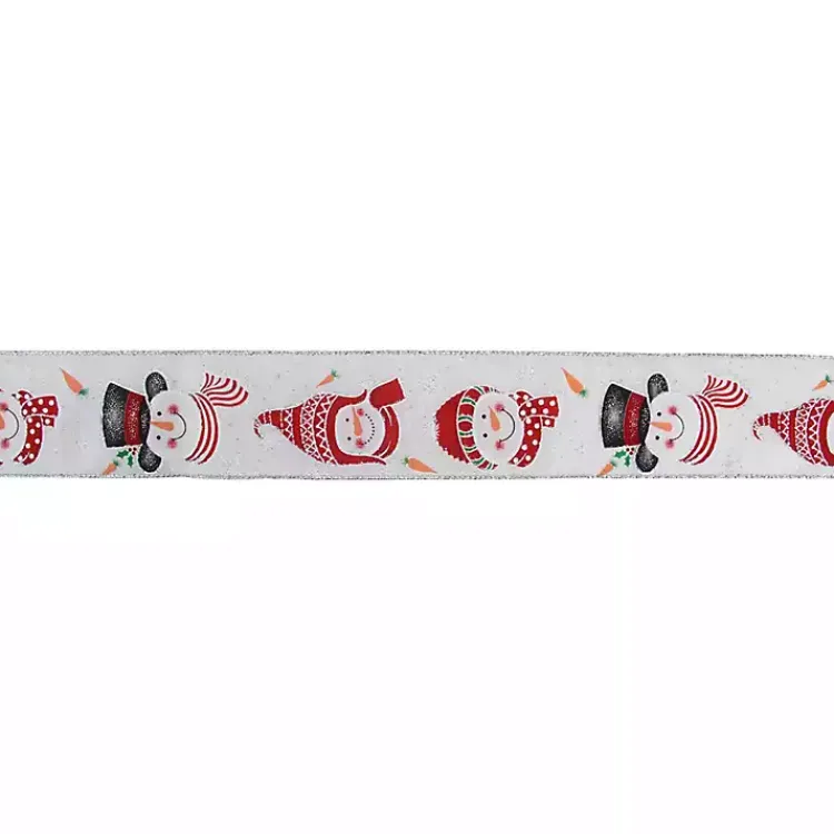 Christmas Tree Decorations>Kirklands Home Red and White Snowman 16 yard Christmas Ribbon