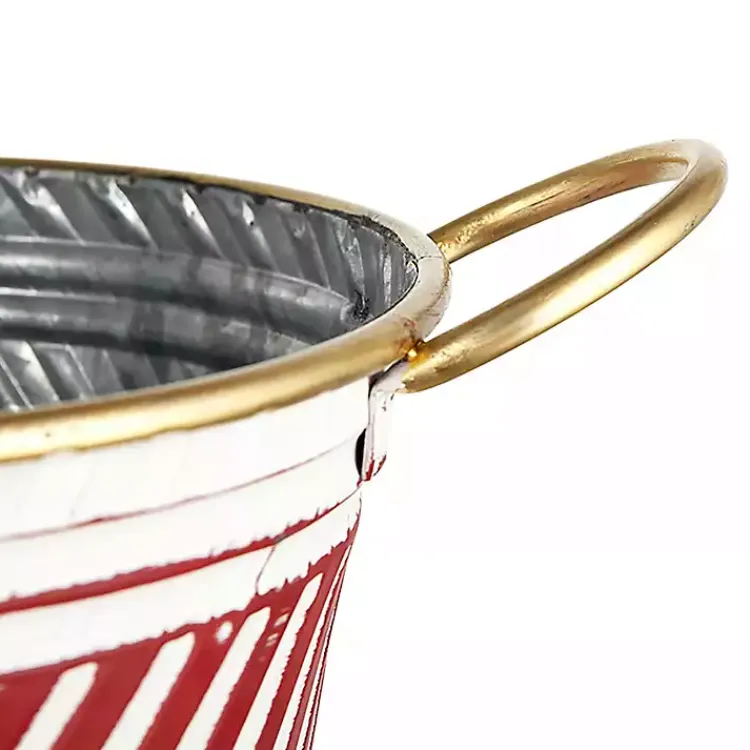 Christmas Decorations>Kirklands Home Red and White Striped Christmas Tin Container