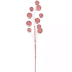 Christmas Tree Decorations>Kirklands Home Red and White Swirl Tree Picks, Set of 6