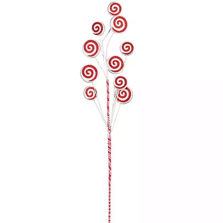 Christmas Tree Decorations>Kirklands Home Red and White Swirl Tree Picks, Set of 6