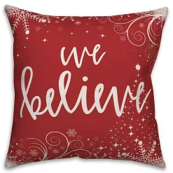 Christmas Pillows>Kirklands Home Red and White We Believe Outdoor Pillow