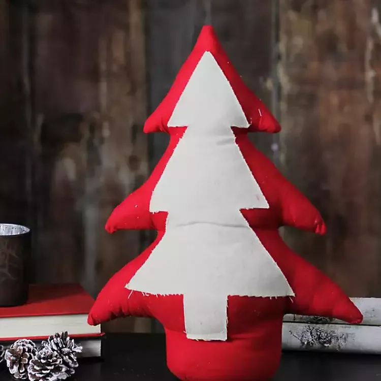 Christmas Decorations>Kirklands Home Red and White Weighted Tabletop Christmas Tree