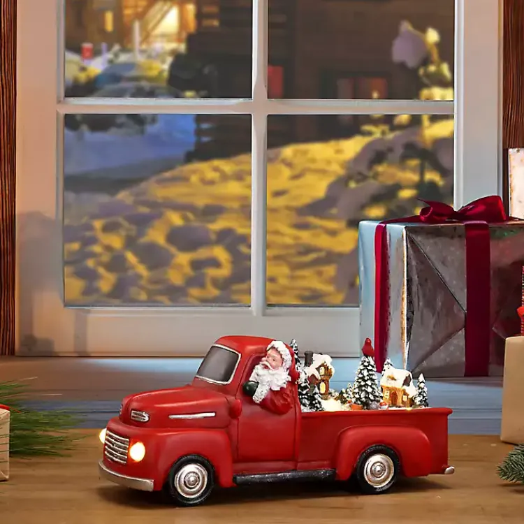 Christmas Decorations>Kirklands Home Red Animated Santa Truck, 10.5 in.