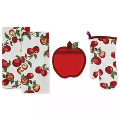 Kirklands Home Red Apples 4-pc. Kitchen Towel and Pot Holder Set New