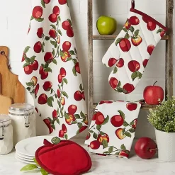 Kirklands Home Red Apples 4-pc. Kitchen Towel and Pot Holder Set New