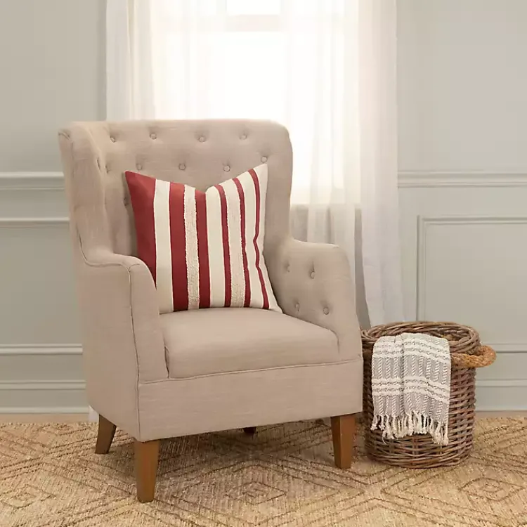 Pillows>Kirklands Home Red Asymmetrical Linear Throw Pillow