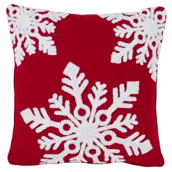 Pillows>Kirklands Home Red Background White Snowflakes Christmas Pillow