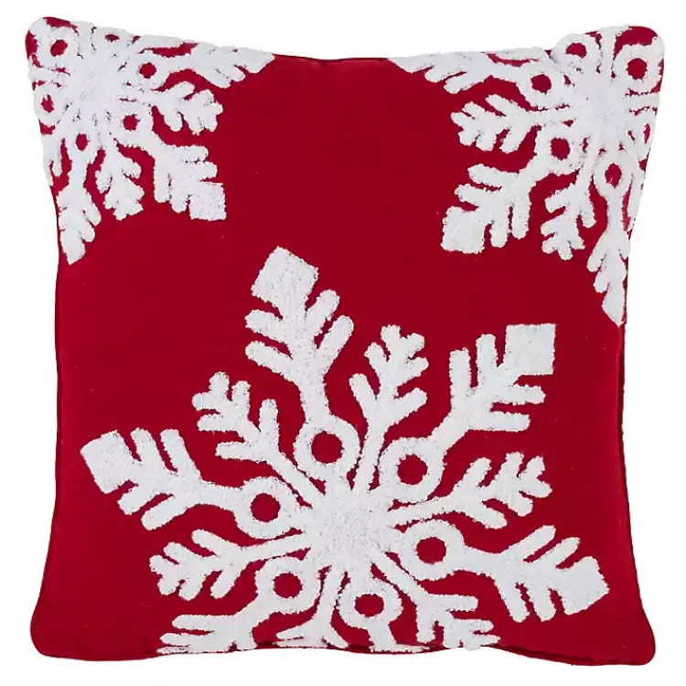 Pillows>Kirklands Home Red Background White Snowflakes Christmas Pillow