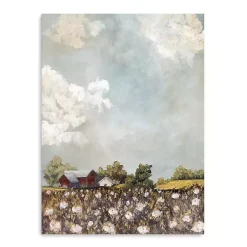 Kirklands Home Red Barn and Field of Flowers Canvas Art Print Multicolor Discount