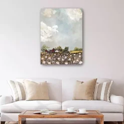 Kirklands Home Red Barn and Field of Flowers Canvas Art Print Multicolor Discount