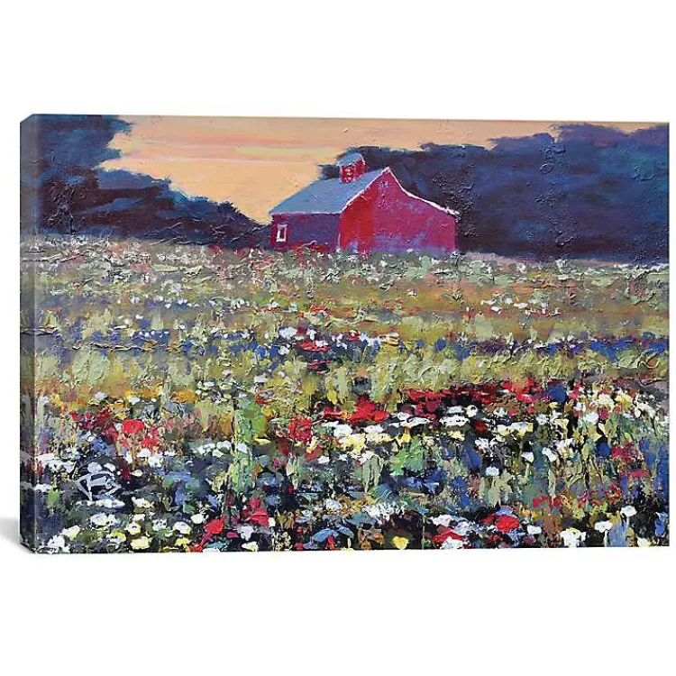 Kirklands Home Red Barn and Flowers Canvas Art Print Best