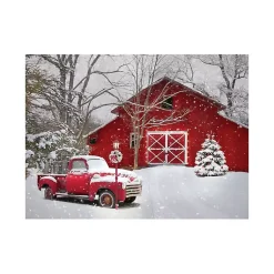 Christmas Art & Wall Decor>Kirklands Home Red Barn in Winter Canvas Art Print, 30x40