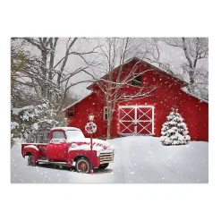 Christmas Art & Wall Decor>Kirklands Home Red Barn Red Truck Canvas Art Print