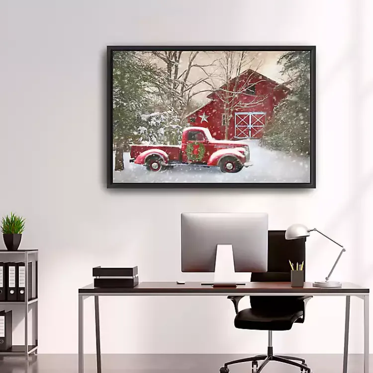 Christmas Art & Wall Decor>Kirklands Home Red Barn Rustic Christmas Framed Wall Art