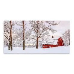 Christmas Art & Wall Decor>Kirklands Home Red Barn Winter Wonderland Canvas Print, 40x20 in.