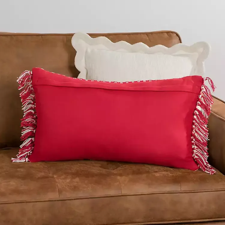 Pillows>Kirklands Home Red Basket Weave Lumbar Pillow