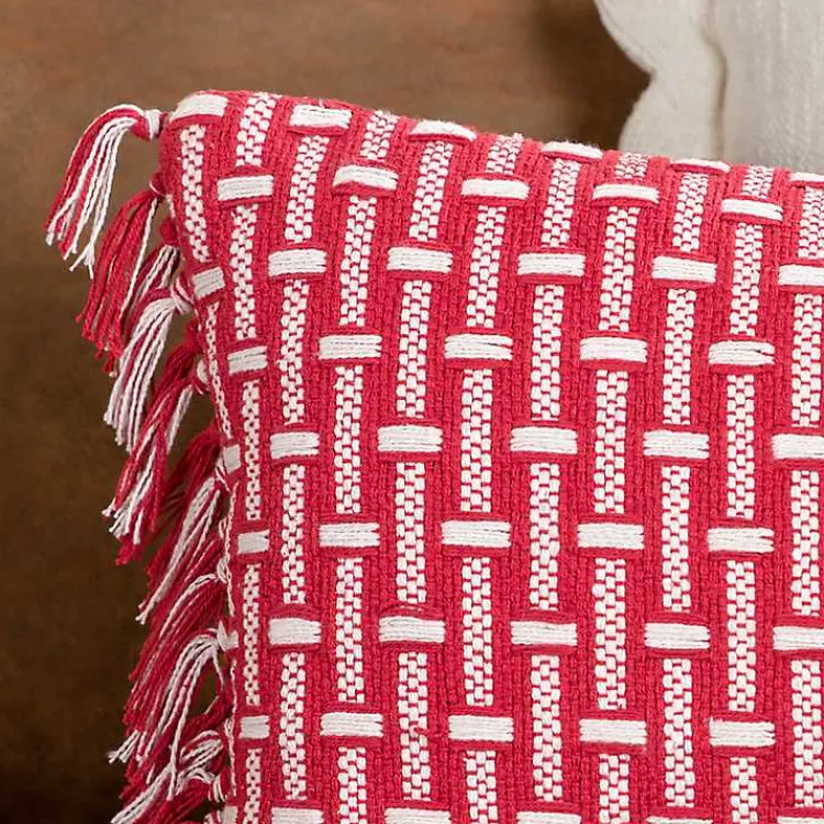 Pillows>Kirklands Home Red Basket Weave Lumbar Pillow