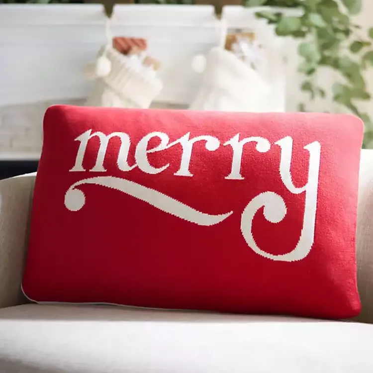 Christmas Pillows>Kirklands Home Red Be Merry Pillow