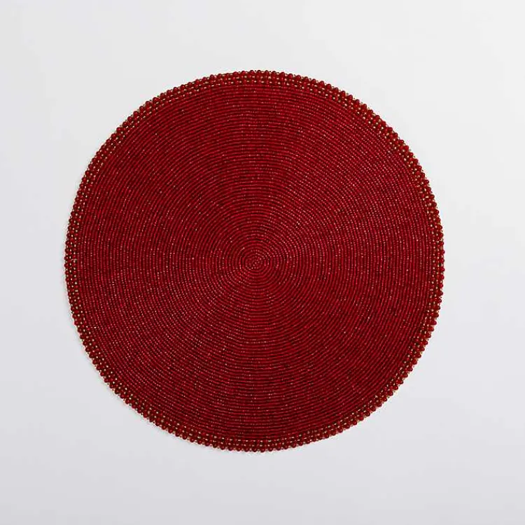 Kirklands Home Beaded Christmas Placemat Red Clearance