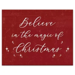 Christmas Art & Wall Decor>Kirklands Home Red Believe Magic of Christmas Canvas Wall Plaque