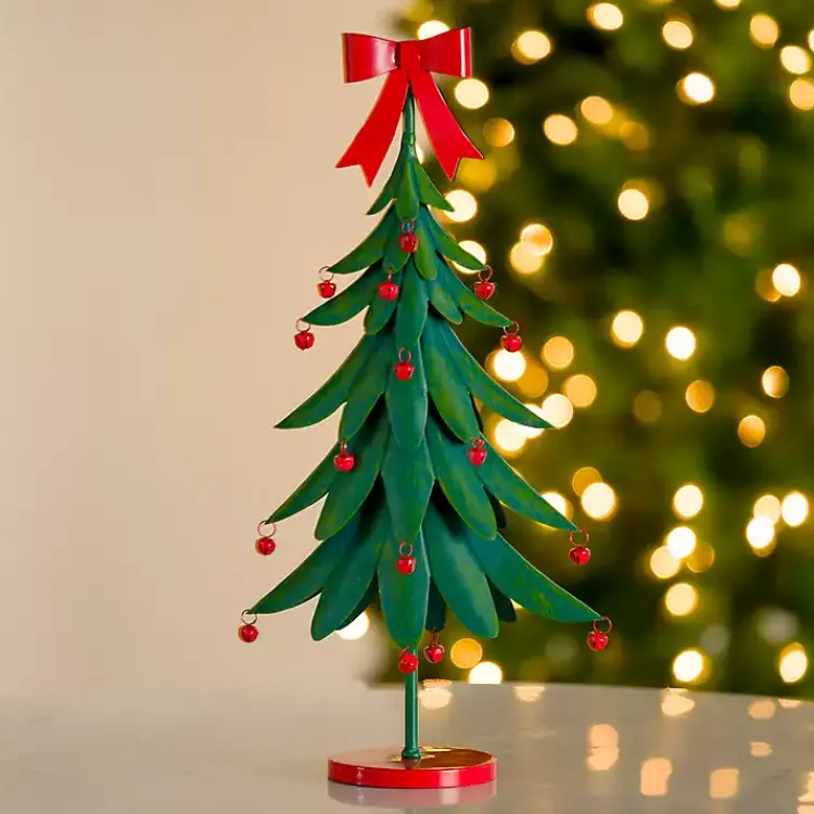Christmas Decorations>Kirklands Home Red Bells with Bow Christmas Tree, 15 in.