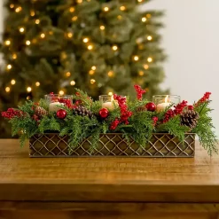 Arrangements & Greenery>Kirklands Home Red Berry and Juniper Christmas Centerpiece