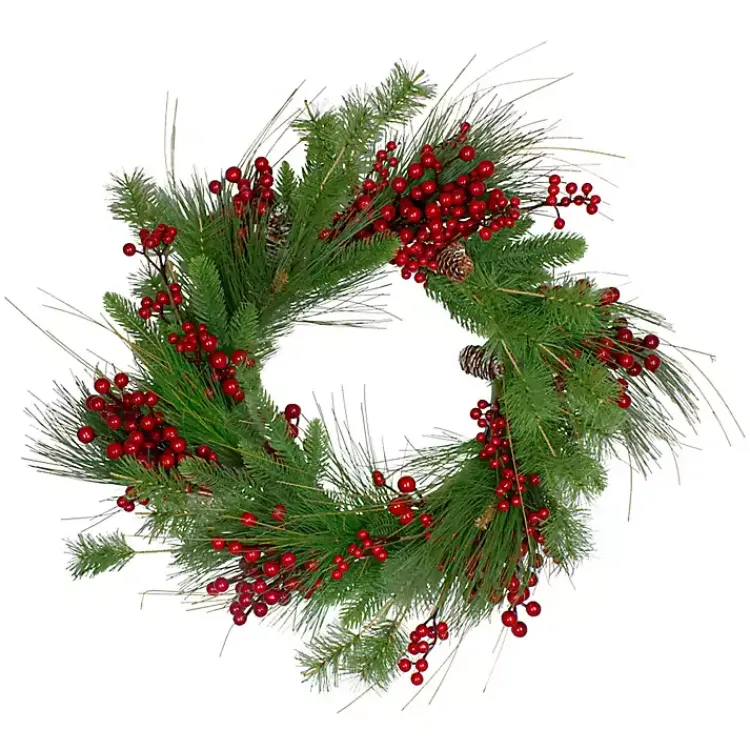 Christmas Wreaths>Kirklands Home Red Berry and Pine Mix Wreath