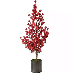 Christmas Arrangements & Garland>Kirklands Home Berry Christmas Arrangement in Metal Pot Red