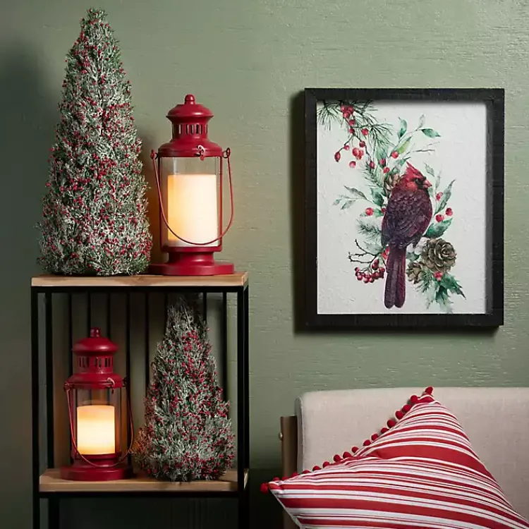 Christmas Decorations>Kirklands Home Red Berry Frosted Mini Tabletop Trees, Set of 2