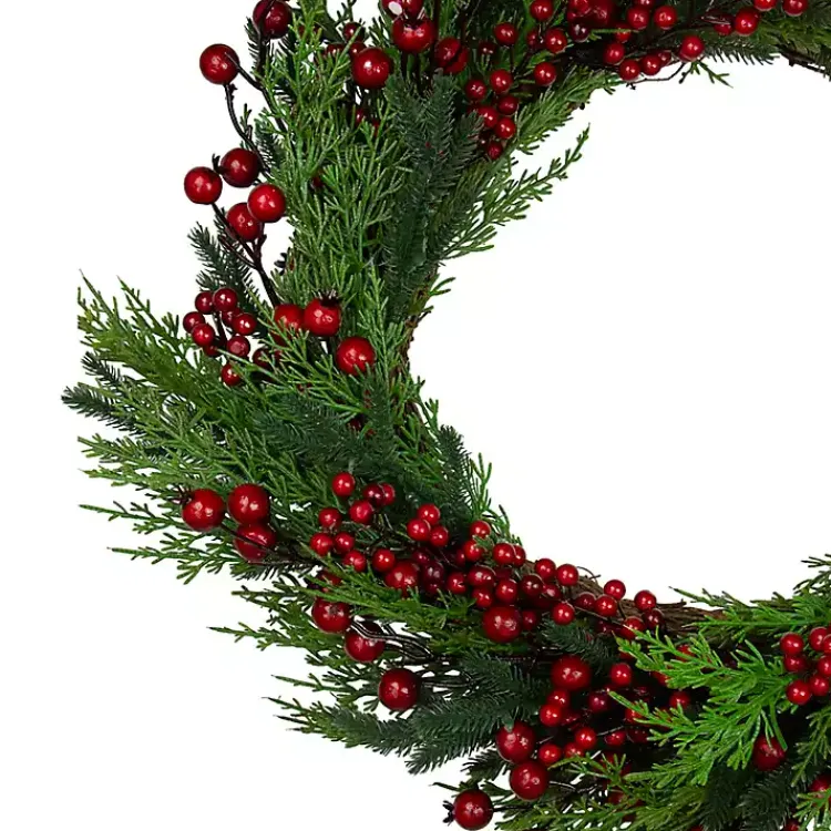 Christmas Wreaths>Kirklands Home Red Berry Pine Spiral Wreath