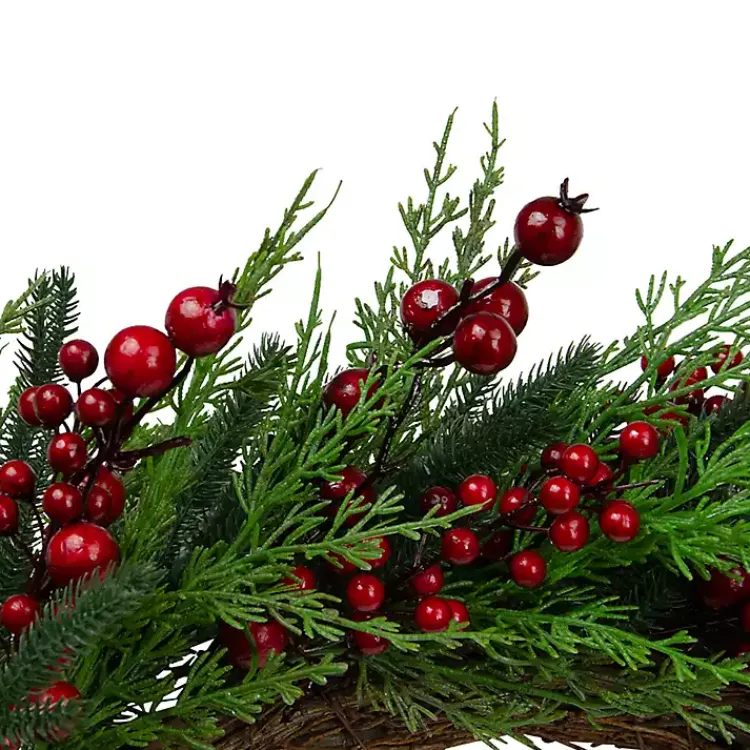 Christmas Wreaths>Kirklands Home Red Berry Pine Spiral Wreath