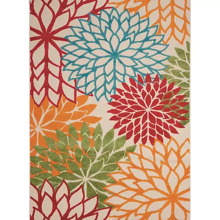 Kirklands Home Red Bright Floral Burst Outdoor Area Rug, 5x7 Outlet