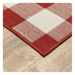 Kirklands Home Buffalo Check Outdoor Area Rug, 5x7 Red Hot
