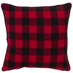 Pillows>Kirklands Home Red Buffalo Check Snowy Snowflake Christmas Pillow
