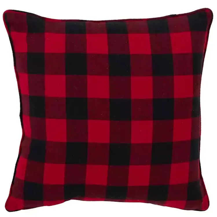 Pillows>Kirklands Home Red Buffalo Check Snowy Snowflake Christmas Pillow