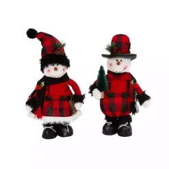 Christmas Decorations>Kirklands Home Red Buffalo Check Standing Snowmen, Set of 2