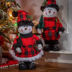 Christmas Decorations>Kirklands Home Red Buffalo Check Standing Snowmen, Set of 2