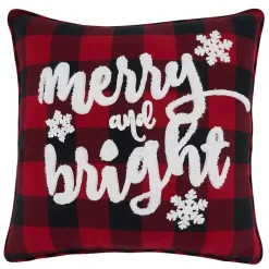 Pillows>Kirklands Home Red Buffalo Plaid Merry & Bright Christmas Pillow