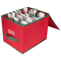 Seasonal Storage>Kirklands Home Red Canvas Label Christmas Ornament Storage Box