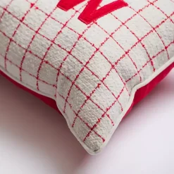 Christmas Pillows>Kirklands Home Checked Let it Snow Christmas Pillow Red