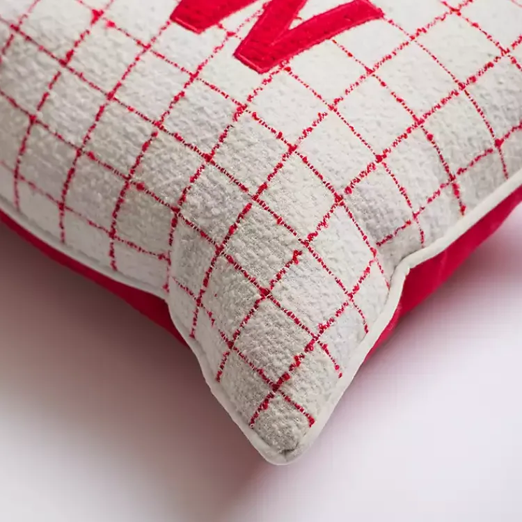 Christmas Pillows>Kirklands Home Checked Let it Snow Christmas Pillow Red