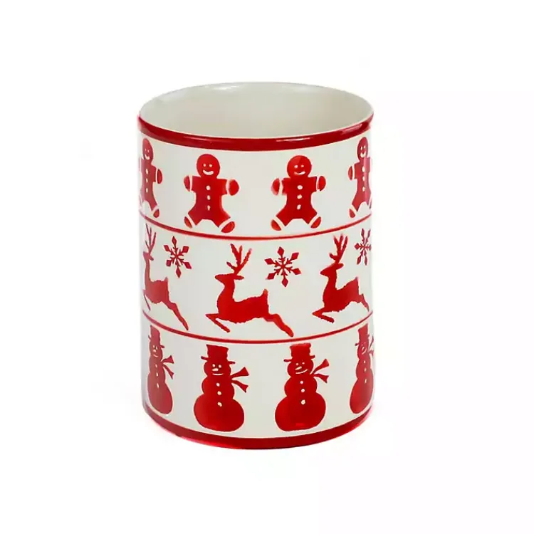 Kirklands Home Red Christmas Characters Utensil Holder Clearance