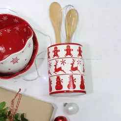 Kirklands Home Red Christmas Characters Utensil Holder Clearance