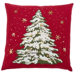 Pillows>Kirklands Home Red Christmas Tree LED Square Pillow